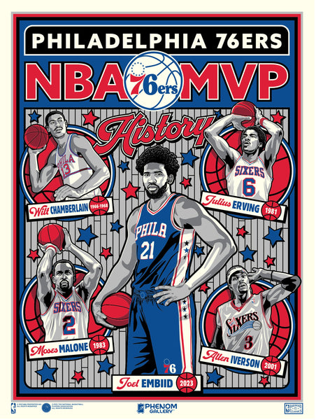 Philadelphia 76ers MVP History 18" x 24" Serigraph