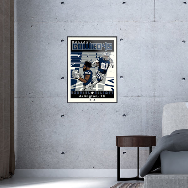 Ezekiel Elliott Dallas Cowboys Phenom Gallery 18'' x 24'' Serigraph Limited  Edition Poster Art Print