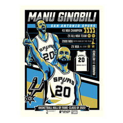 San Antonio Spurs Manu Ginobili Career 18" x 24" Serigraph