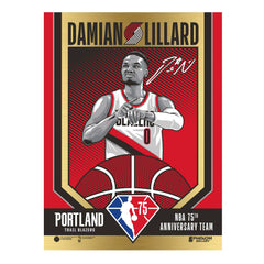 Portland Trailblazers 75th Anniversary Damian Lillard 18"x24" Gold Foil Serigraph