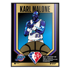 Utah Jazz 75th Anniversary Karl Malone 18"x24" Gold Foil Serigraph