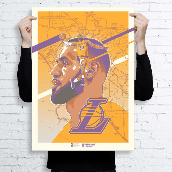 Rob Zilla Collaboration with Phenom Gallery with LeBron James Lakers Serigraph