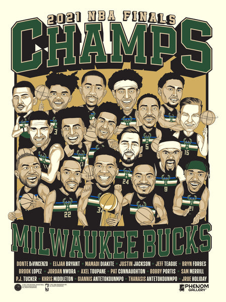 Milwaukee Bucks '21 NBA Championship 18" x 24" Serigraph