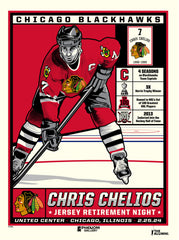 Chicago Blackhawks Chris Chelios Jersey Retirement 18" x 24" Serigraph