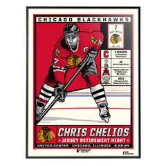 Chicago Blackhawks Chris Chelios Jersey Retirement 18" x 24" Serigraph