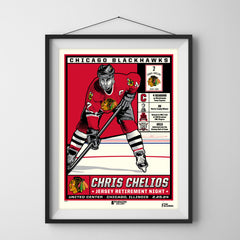 Chicago Blackhawks Chris Chelios Jersey Retirement 18" x 24" Serigraph