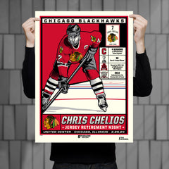 Chicago Blackhawks Chris Chelios Jersey Retirement 18" x 24" Serigraph