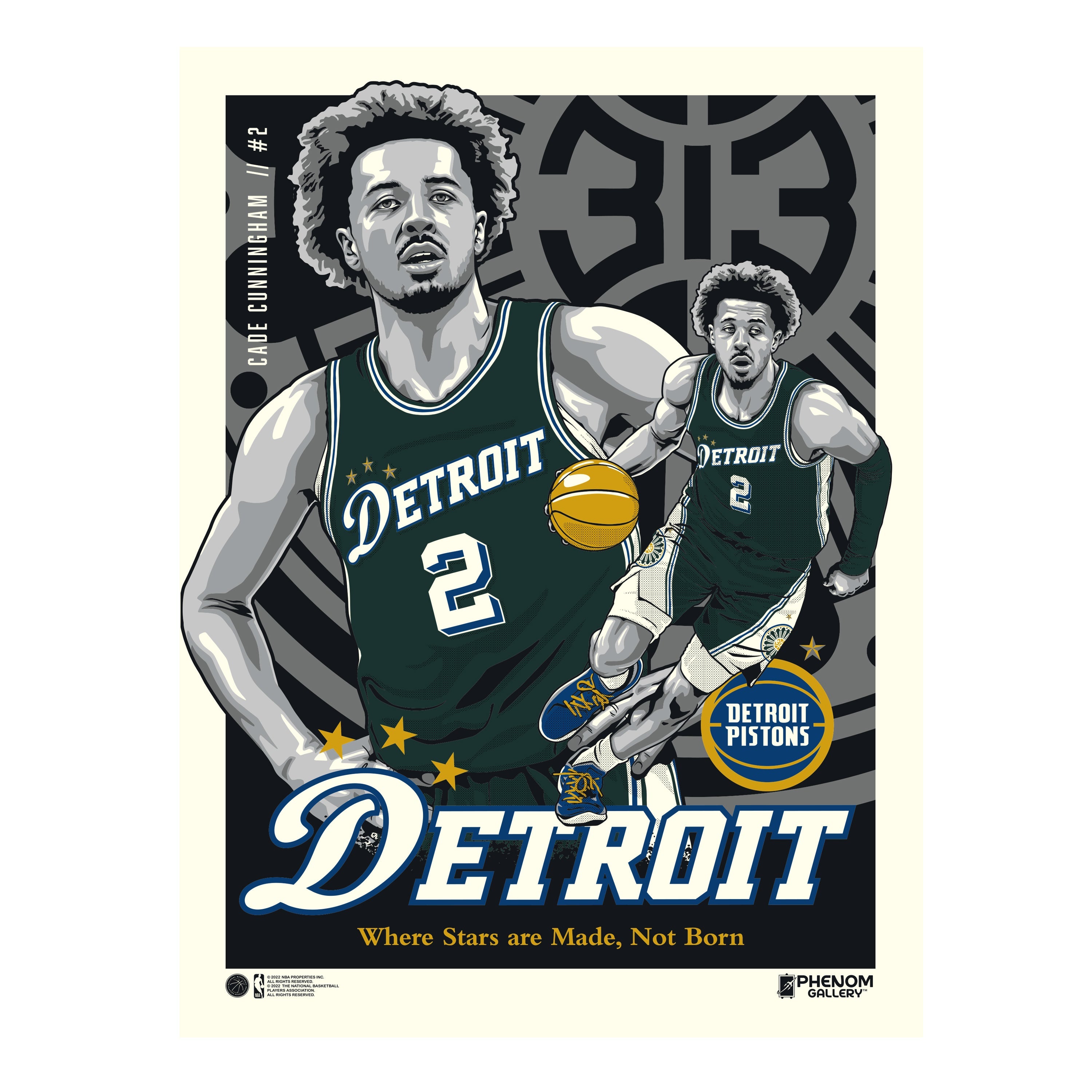 Detroit Pistons Cade Cunningham City Edition 18 x 24 Serigraph – Phenom  Gallery