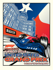 Formula 1 Pirelli 2018 United States Grand Prix 18"x 24" Serigraph (Printer Proof)