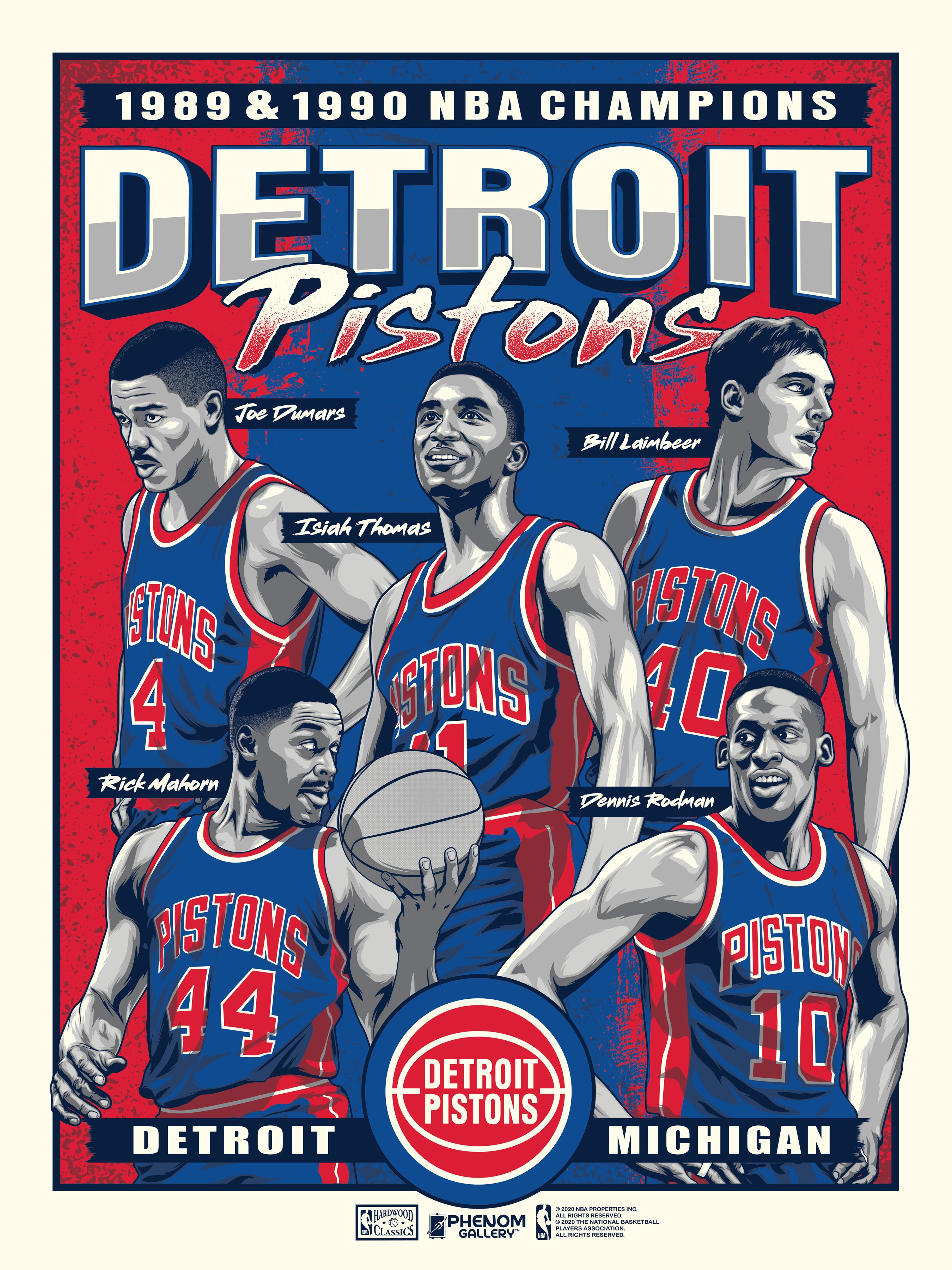 Detroit Pistons Back To Back Champions 18 x 24 Serigraph – Phenom Gallery