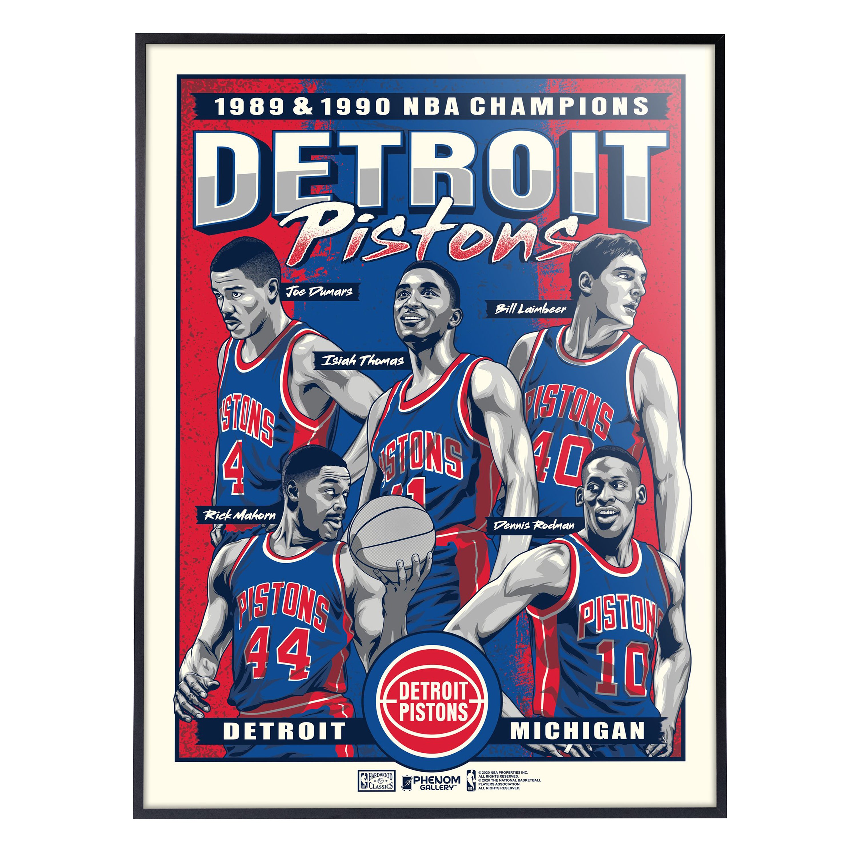 Detroit Pistons Back To Back Champions 18 x 24 Serigraph – Phenom Gallery