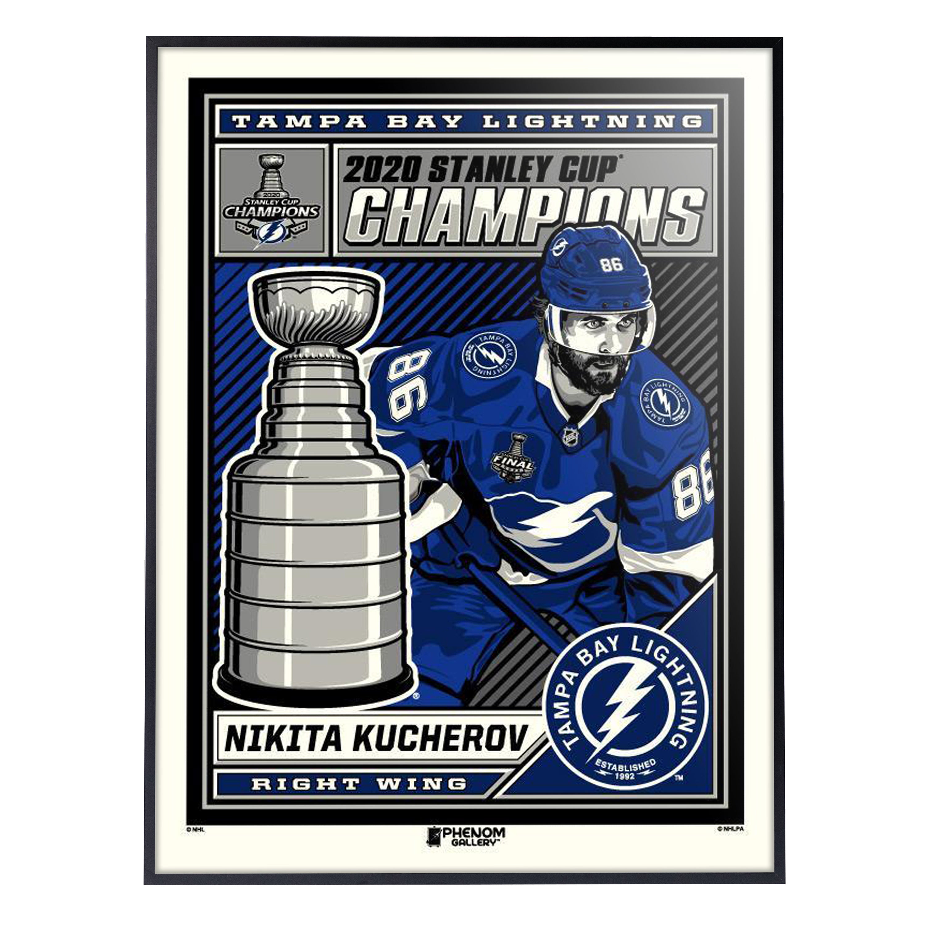 Nikita Kucherov Tampa Bay Lightning Autographed 16 x 20 Raising Cup Photograph with 2020 SC Champs Inscription