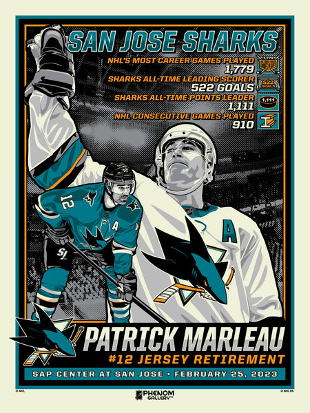 San Jose Sharks Patrick Marleau Number Retirement 18"x24" Serigraph