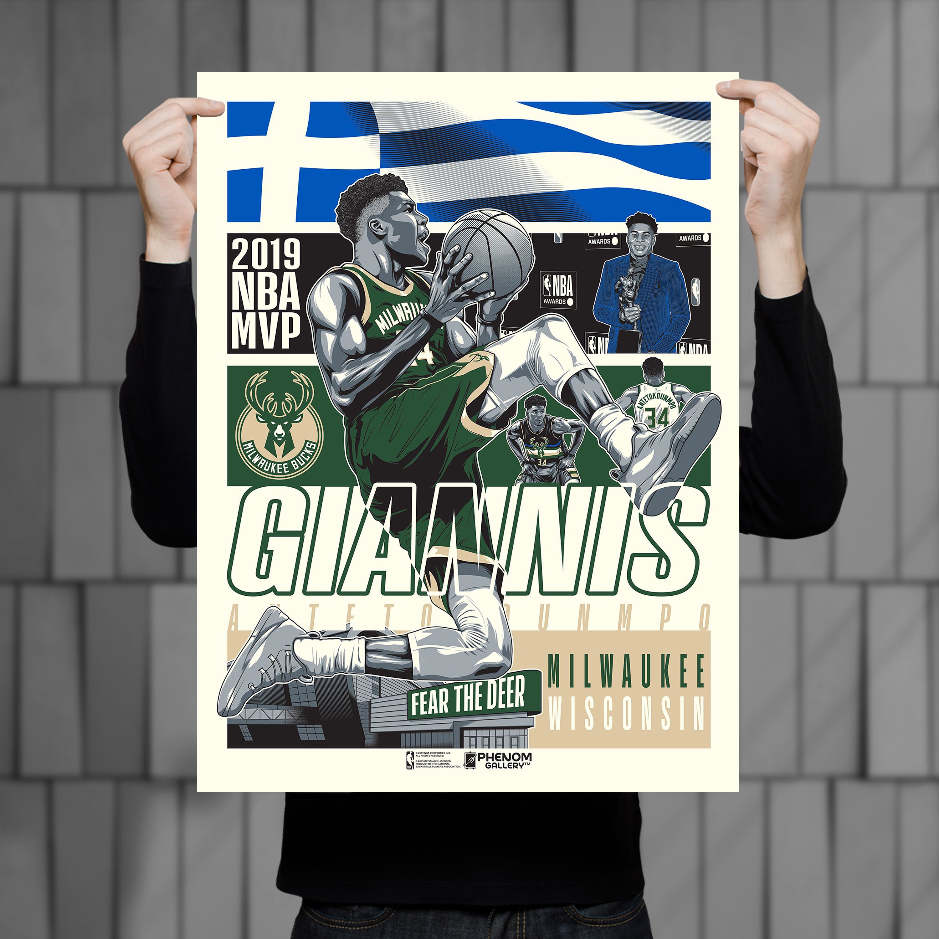 Giannis Antetokounmpo Milwaukee Bucks Basketball Poster Man 