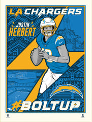 Los Angeles Chargers Justin Herbert 18"x24" Serigraph