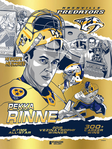 Nashville Predators Pekka Rinne 18"x24" Gold Foil Serigraph