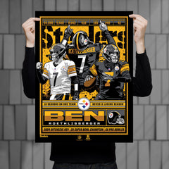 Pittsburgh Steelers Ben Roethlisburger Retirement 18"x24" Serigraph