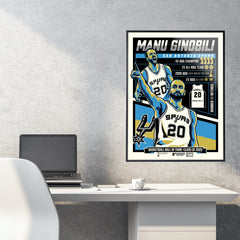 San Antonio Spurs Manu Ginobili Career 18" x 24" Serigraph
