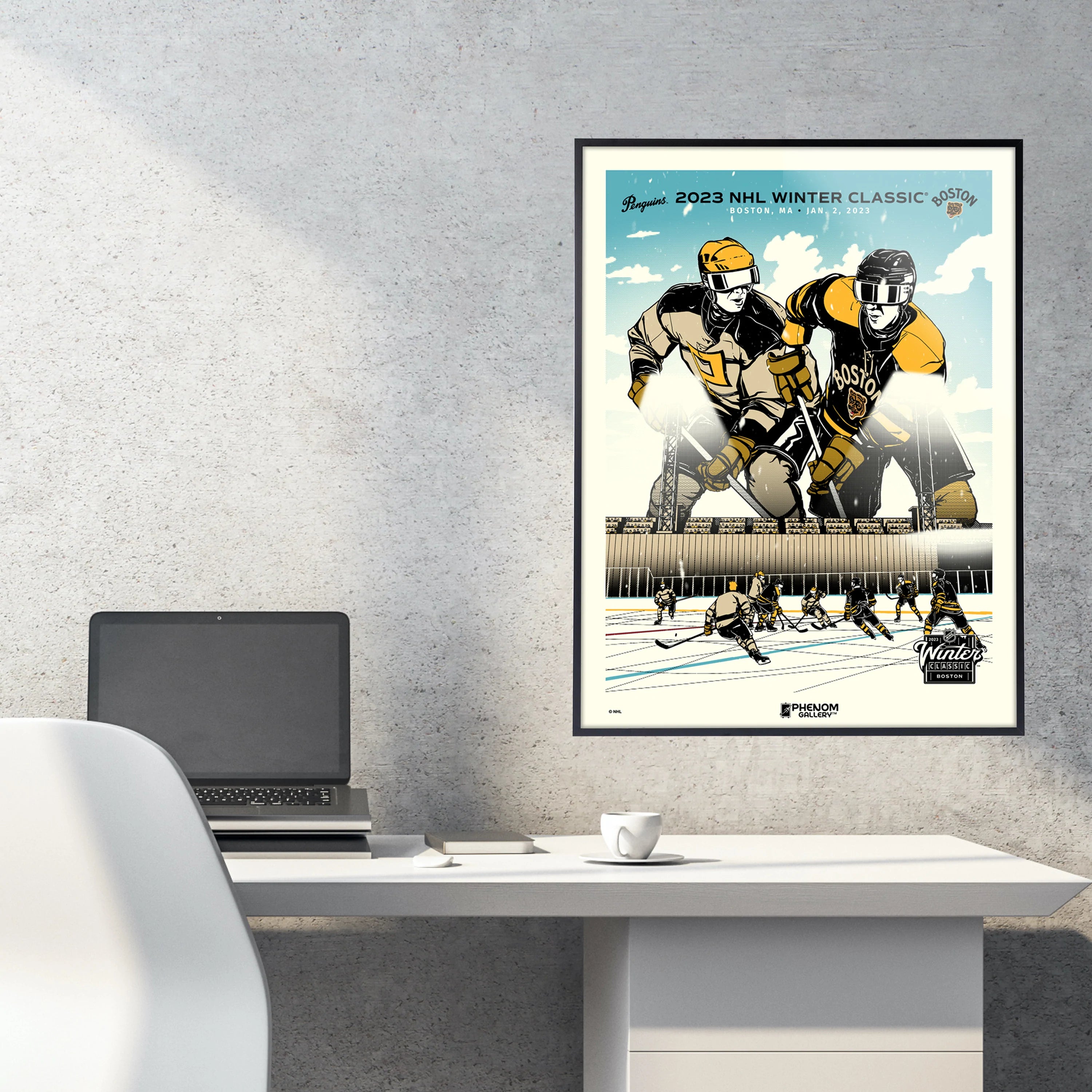 Pittsburgh Penguins vs. Boston Bruins 2023 Winter Classic Framed 20'' x 24'' 3-Photograph Collage with Game-Used Ice - Limited Edition of 500