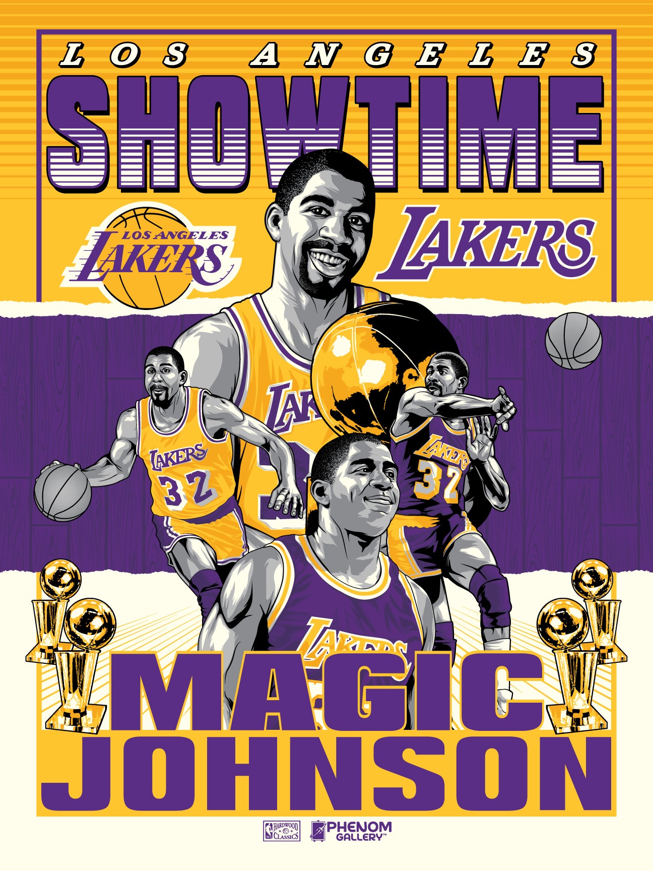 Los Angeles Lakers Showtime Magic Johnson Serigraph Print – Phenom Gallery