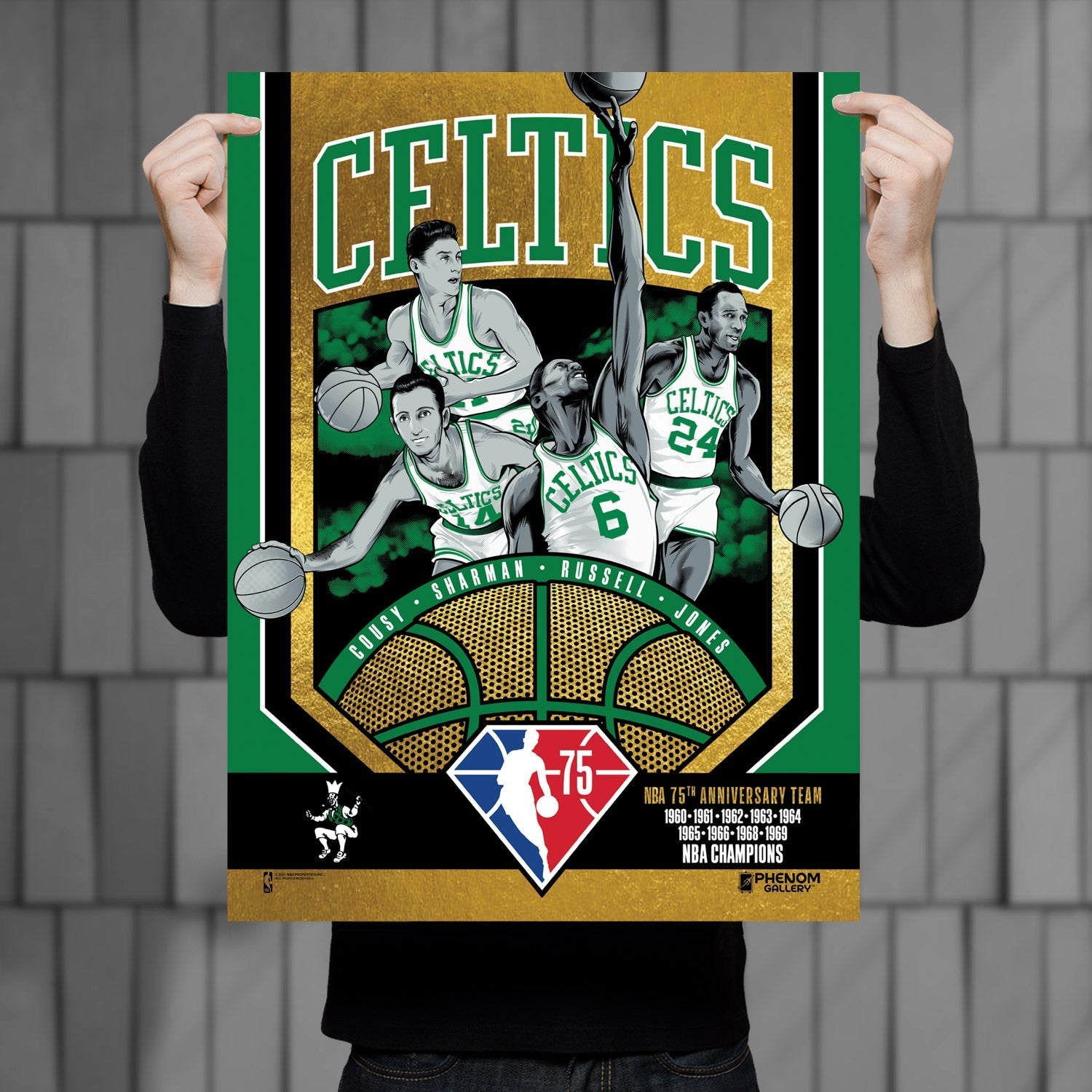 Boston Celtics 75th Anniversary Commemorative Logo on Left Short Panel
