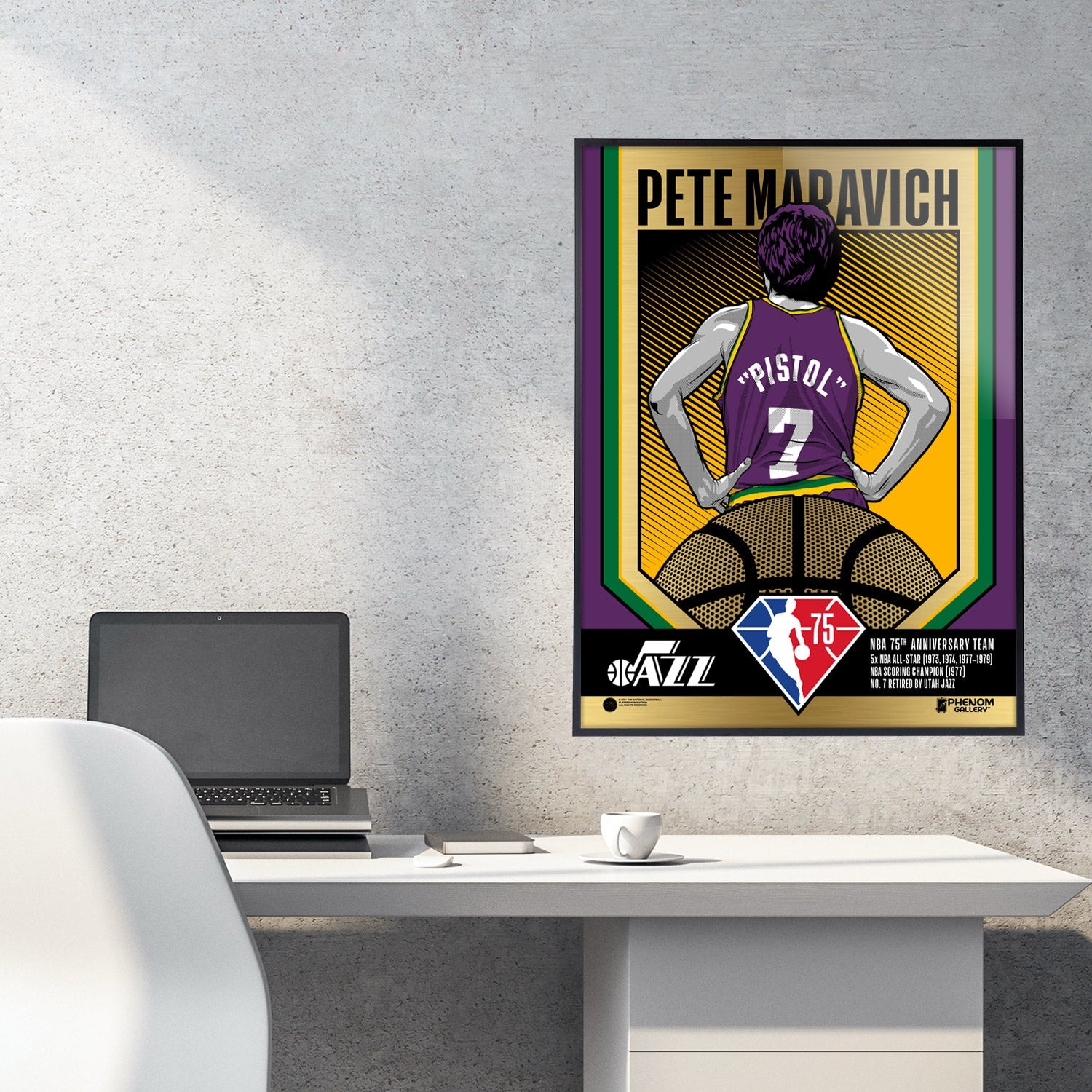 Download Celebrating Pete Maravich - The NBA 75th Anniversary Poster  Wallpaper
