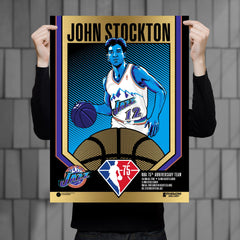 Utah Jazz 75th Anniversary John Stockton 18"x24" Goil Foil Serigraph