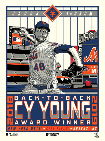 New York Mets Jacob DeGrom Back To Back Cy Young 18x24