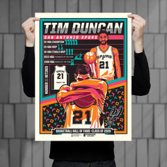 San Antonio Spurs Tim Duncan Hall of Famer 18"x24" Serigraph