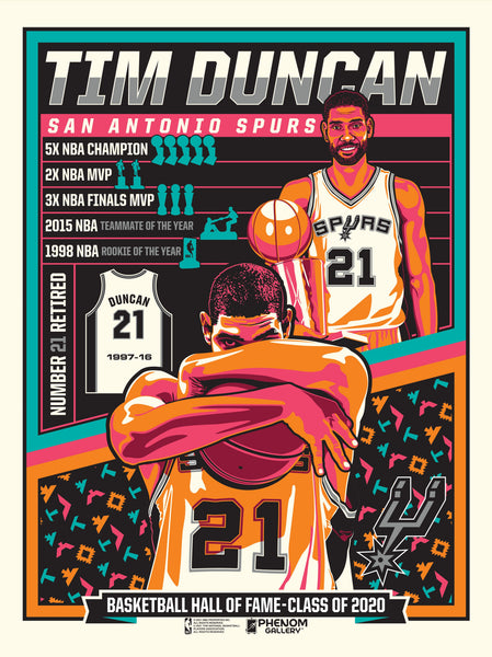 San Antonio Spurs Tim Duncan Hall of Famer 18"x24" Serigraph
