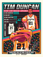 San Antonio Spurs Tim Duncan Hall of Famer 18"x24" Serigraph