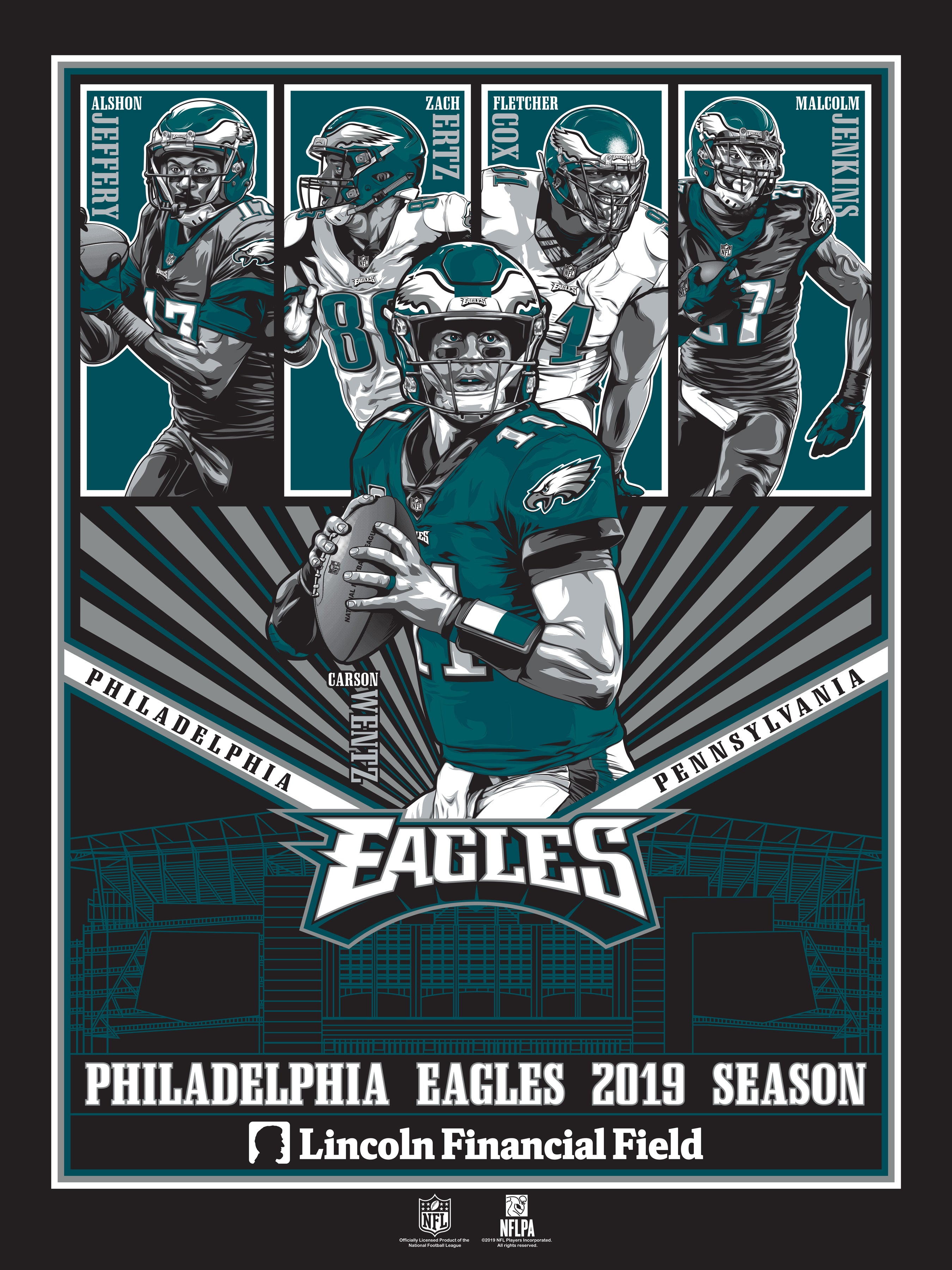 Philadelphia Eagles 2019 Season 18'x 24' Serigraph – Phenom Gallery