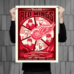 Detroit Red Wings '17-18 Season 18"x 24" Serigraph