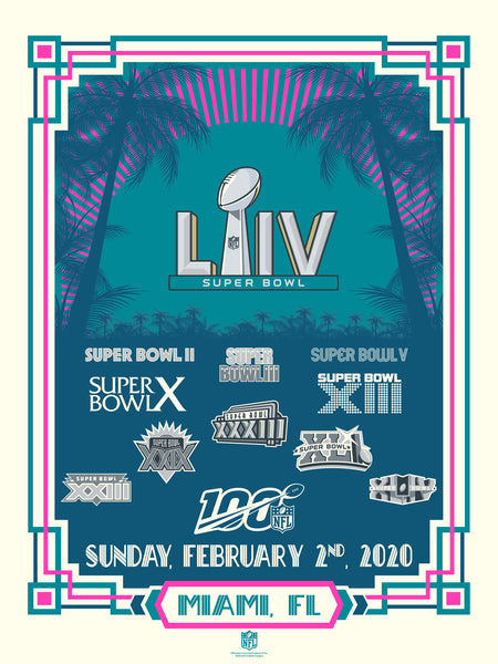 Super Bowl LIV Miami History 18"x24" Serigraph