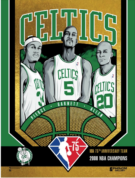 Boston Celtics 75th Anniversary '08 Champs 18x24 Gold Foil