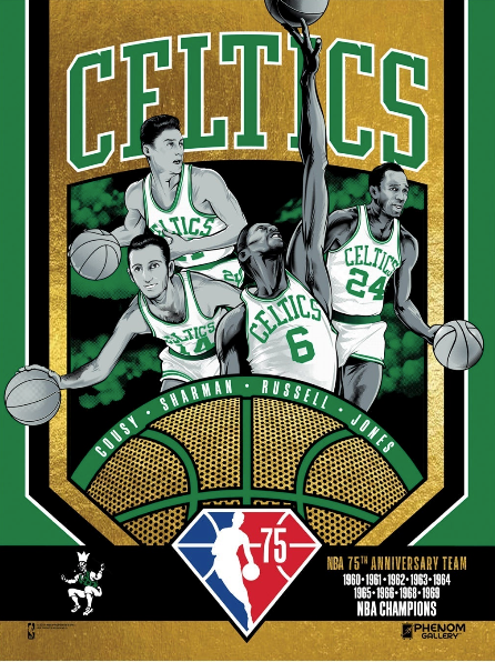 Boston Celtics 75th Anniversary Commemorative Logo on Left Short Panel