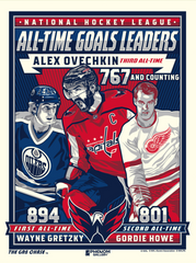 Washington Capitals Alex Ovechkin 3rd All Time Goal Leaders 18"x24" Serigraph