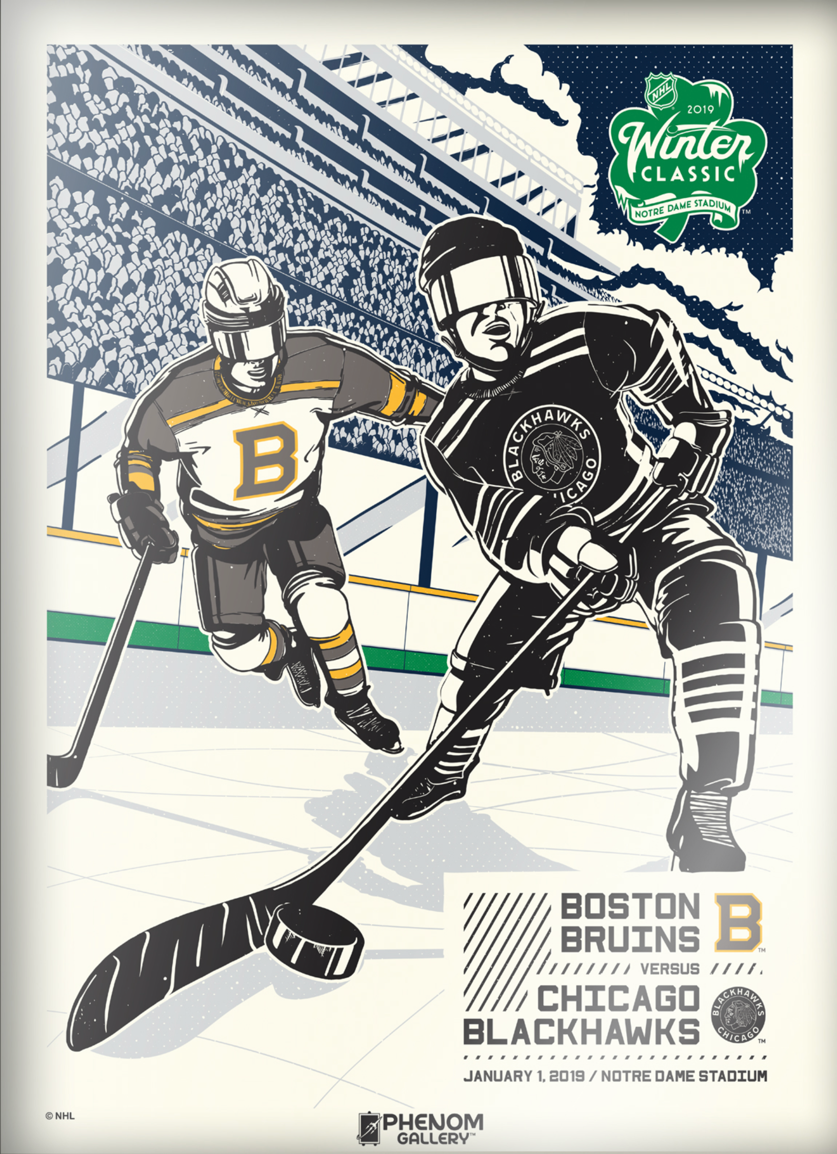 2019 NHL Winter Classic Boston Bruins vs. Chicago Blackhawks 10.5 x 13  Sublimated Plaque