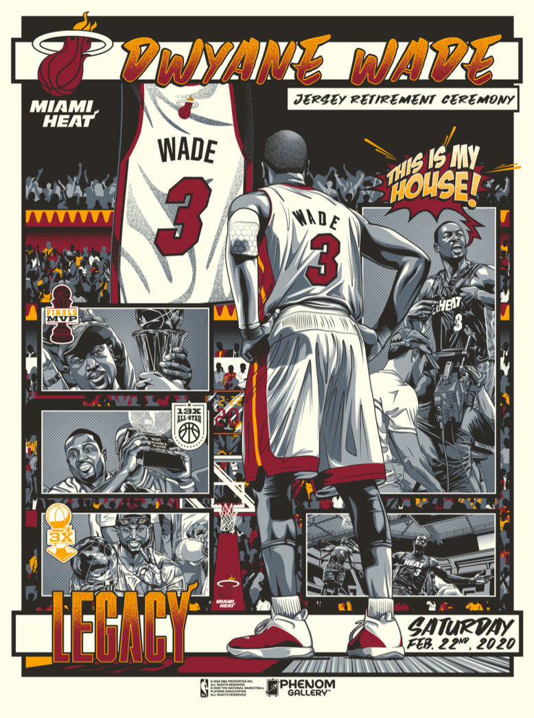 Miami Heat Dwyane Wade Legacy Retired Number 18x24 Serigraph – Phenom  Gallery