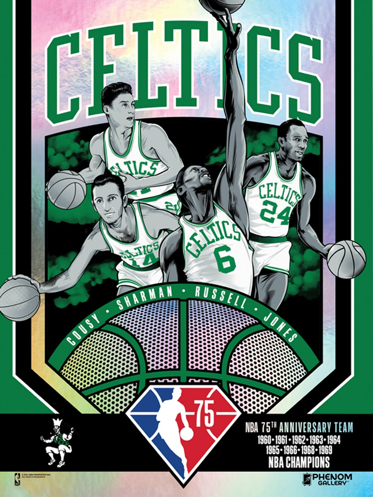 Boston Celtics 75th Anniversary 60's Champs 18x24 Foil Serigraph – Phenom  Gallery