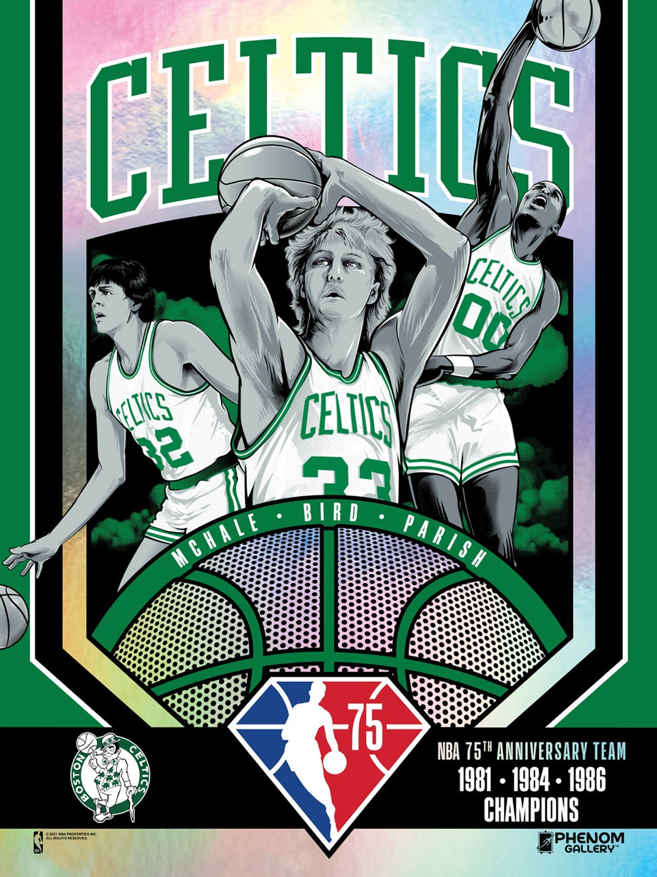 Boston Celtics 75th Anniversary 80's Champs 18x24 Foil Serigraph – Phenom  Gallery