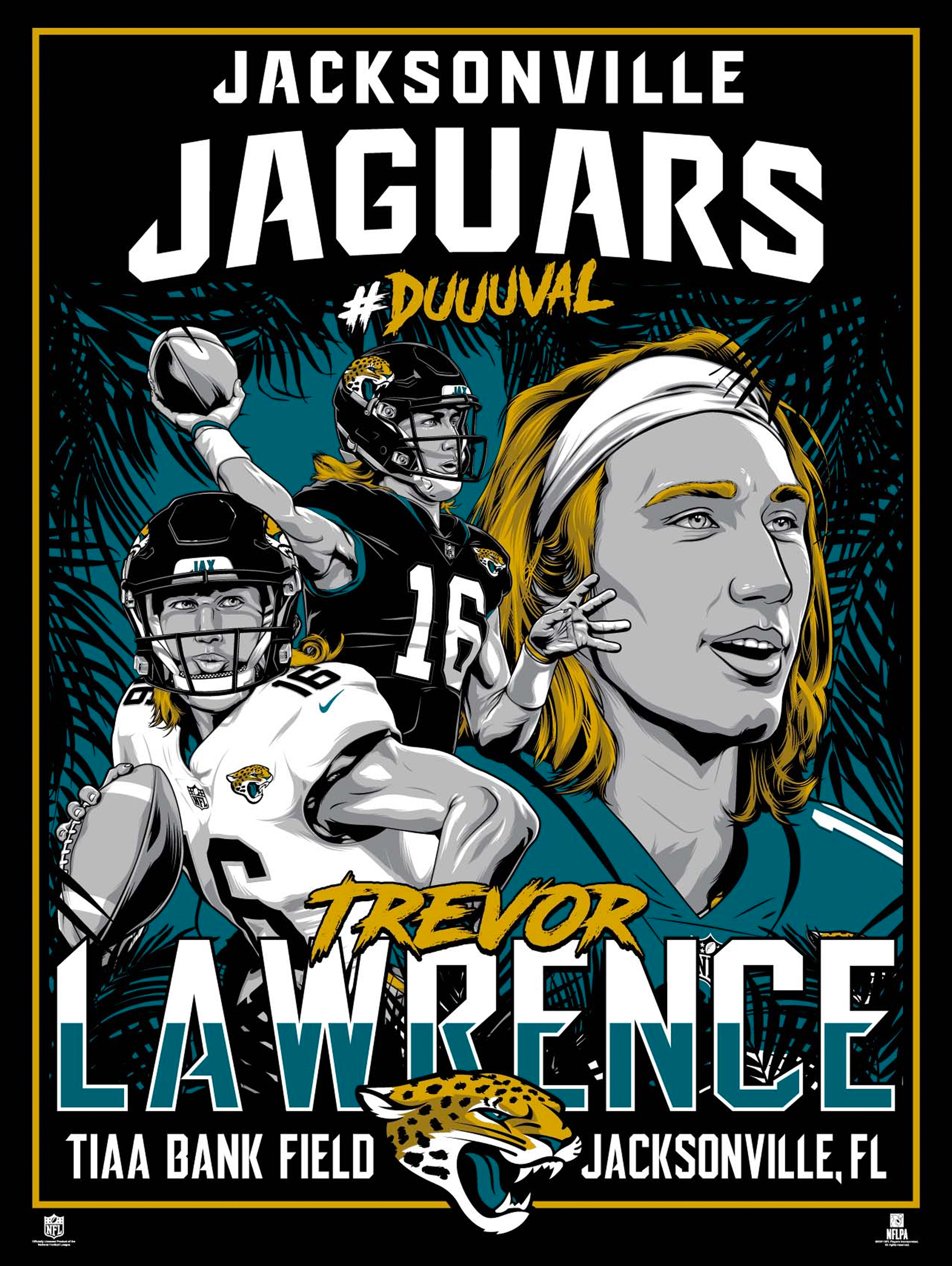 Jacksonville Jaguars Trevor Lawrence 18'x24' Serigraph – Phenom Gallery