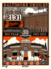 Baltimore Orioles Camden Yards 30th Anniversary 18"x24" Serigraph