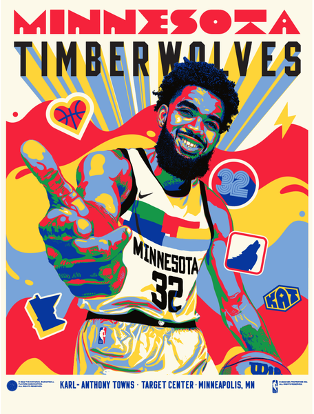 Minnesota Timberwolves Karl Anthony Towns City Edition 18" x 24" Serigraph